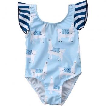 Baby Girls Cartoon Alpaca Bikini Swimsuit