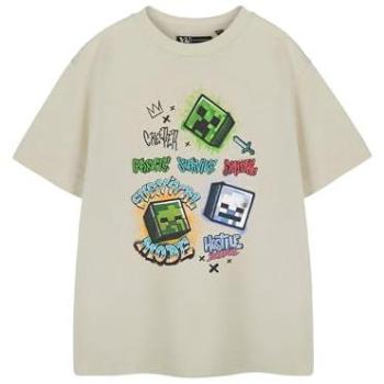 Minecraft Youth Beige Tee – Oatmeal, Short Sleeve 11‑12