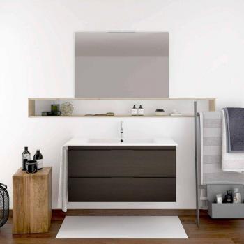 Lavabo suspendu Mizar 120 cm – meuble salle de bain chêne sinatra avec miroir