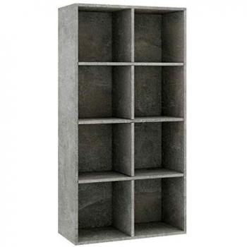 Bibliothèque/Buffet gris ciment 66 x 30 x 130 cm en aggloméré