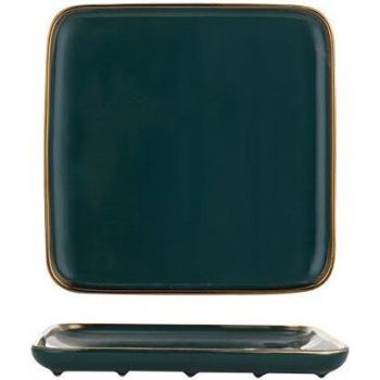 Assiette carrée en céramique verte