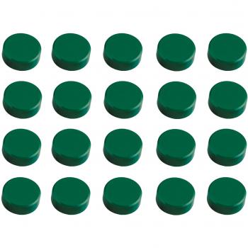 Pack de 20 aimants ronds verts, diamètre 34 mm, capacité d'adhérence 2 kg