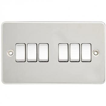 Knightsbridge Flat Plate 6 Gang 2-Way Switch