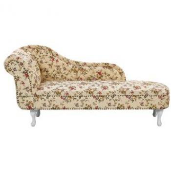 Beliani Nimes Blumenmuster Chaiselongue Beige Links mit Polyesterbezug