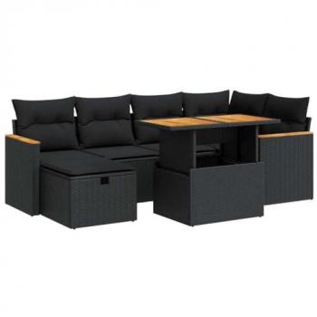 Set de muebles de jardín 8 piezas ratán sintético negro