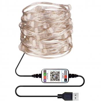 Dekorative LED-Weihnachtslichter mit Bluetooth-Funktion und APP-Steuerung, kupferfarbene Lichtschnur