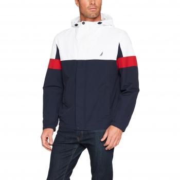 Parka Nautica à capuche colorblock héritage, Homme, Bleu Marine (True Navy), Large