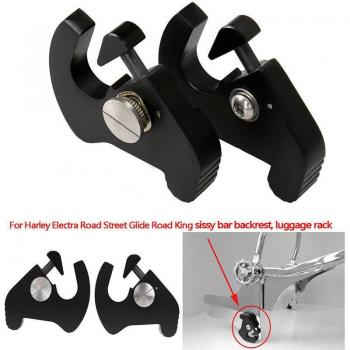 Triclick 2x Black CNC Motorcycle Sissy Bar Luggage Rack Docking Clip Kit