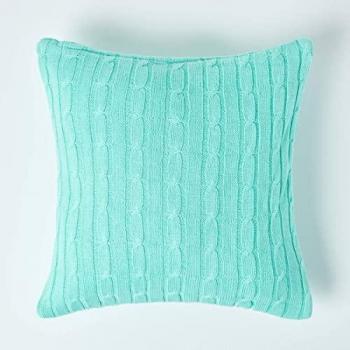 Tricot Vert Pastel : Housse de Coussin 45×45 – Confort Naturel