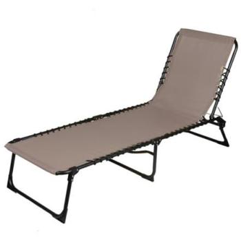Bains de Soleil en Textilène Taupe avec Cadre en Aluminium