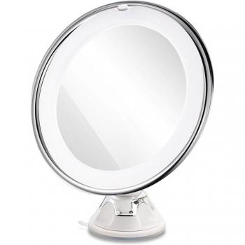 Miroir compact 10X 8 avec fixation à ventouse – durable pour salle de bain