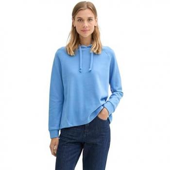 TOM TAILOR Damen Kapuzenpullover, Loose Fit, blau, Gr. M