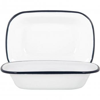 Argon Tableware Navy Trimmed White Enamel Pie Dishes