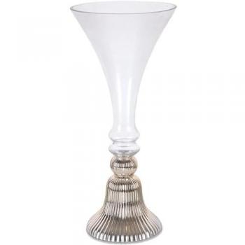 Vaso de Cristal de 53 cm con Base Doble Dorada