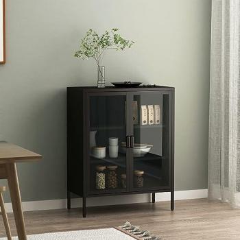 Modernes Sideboard Fauske, Schwarz, 80x40x101,5cm