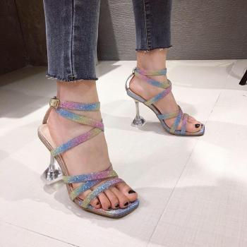MHYONS Square Toe Jelly Sandals