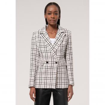 Blazer lungo in tessuto tweed a quadri