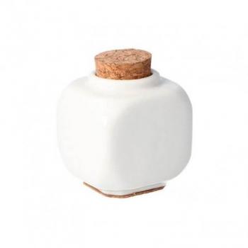 Recipiente de cerámica blanca con tapa de corcho