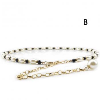 Cinturón de cadena de aleación con perlas