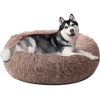 DanceWhale Washable Plush Dog Cat Bed, Soft Fluffy Donut Cuddler