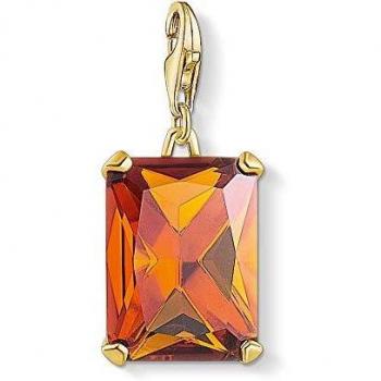Charm de Plata con Baño de Oro de 18K y Piedra Naranja