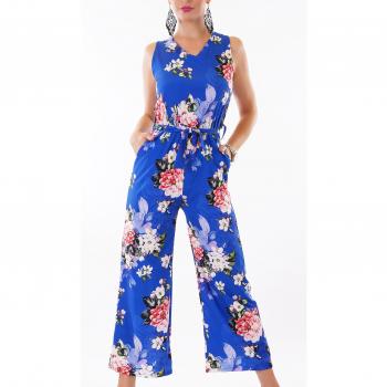 Jersey Jumpsuit 7/8 im Marlene-Stil mit Bindegürtel One Size
