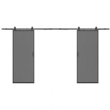 Porte scorrevoli double wall in alluminio con vetro fumé – 205 cm altezza, 93 cm larghezza