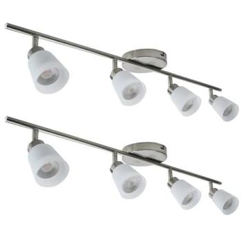 Tecoma 4‑Way Spotlights Set (2) – Satin Nickel & Glass (Silver)