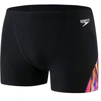 Speedo Herren AquaShort Vortex Swirl – Digitales V-Panel, Schwarz/Psycho Red/Lavarot