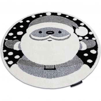 Kinderschoon Tapijt Rond 120 cm, Zwart & Crème