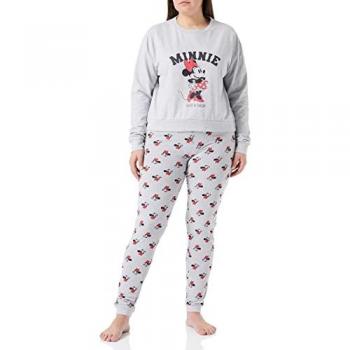 Pijama Minnie Mouse Larga y Cómoda, Color Gris