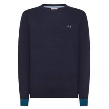 Pull homme SUN 68 bleu avec détails contrastés Taille L