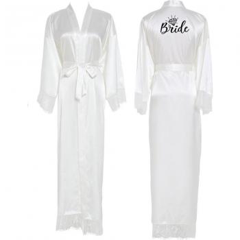 Owiter Silk Satin Long Lace Robe
