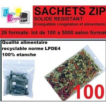 Ensemble de 100 Sachets 80 x 120 mm à ZIP