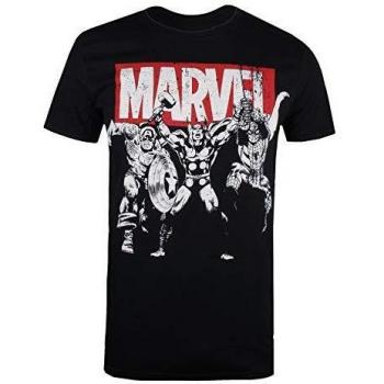 Camiseta de Hombre Marvel Trio Heroes, Color Negro, Talla Small