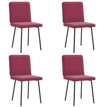 VidaXL 4er Set Esszimmerstühle, Rot/Samt