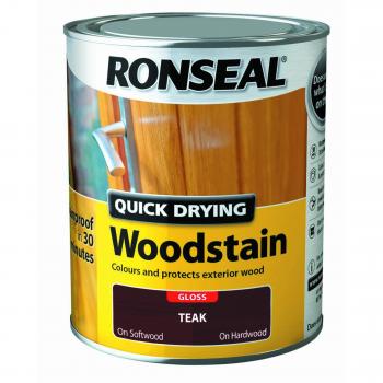 Ronseal Teak Woodstain, Quick Dry, Gloss, 750 ml