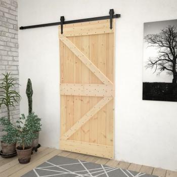 Puerta Corredera de Pino 80x210 cm con Juego de Herrajes