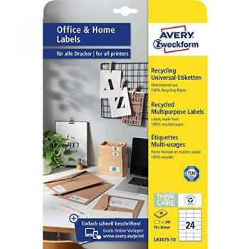 Avery Zweckform LR3475-10 70 x 36 mm White Labels Recycled Paper 240 pc(s) Permanent Adhesive