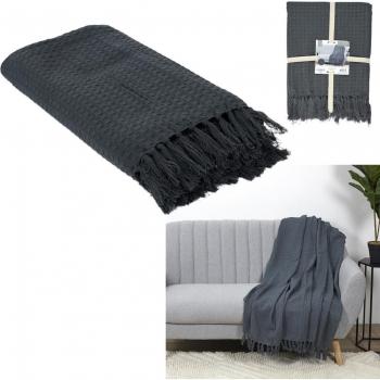 Coperchio Giù Grigio Boho con Motivo Gaufré 160x130