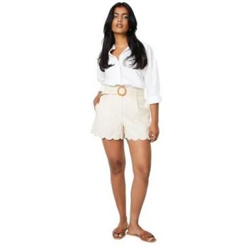 Oasis Women's Cream Linen Belted Tailored Shorts