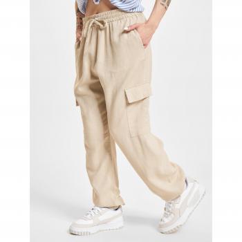 Tiro Alto Pantalón Lino Cargo Mujer Tan