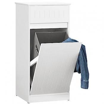 Meuble de salle de bain avec 1 tiroir et 1 panier à linge, blanc