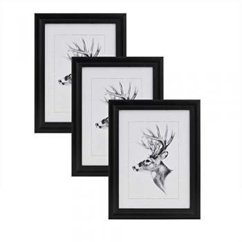 Set de Cadres Photos en Bois et Verre Noir 21x29,7cm
