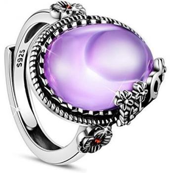 Bague Femme Argent 925 Fleurs de Prune Grenat 54