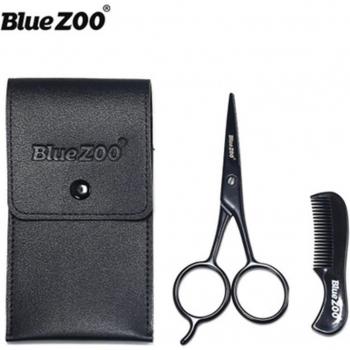 Stainless Steel Beard Scissors and Comb Set for Men