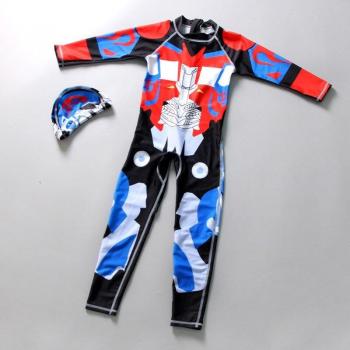 Boys' Long Sleeve Swimsuit with Animal Pearl