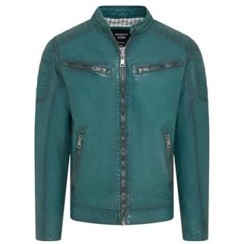 Infinity Leather Green Derry Quilted Biker Jacket (Large)