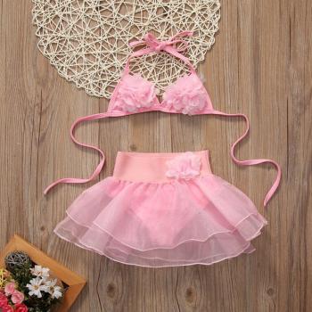 Baby Girls Pink Lace Swimwear