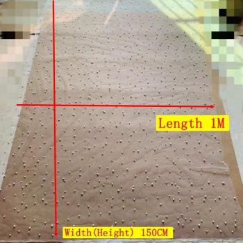 300CM Off White Lace Fabric with Big & Small Pearls for Veils